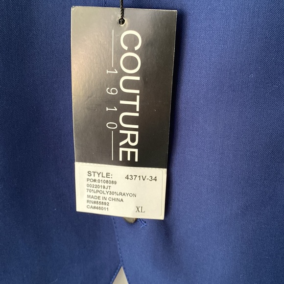 NOWT 3 pieces 48Long with NWT 36W pants, NWT XL vest slim fit blue suit - Picture 9 of 10